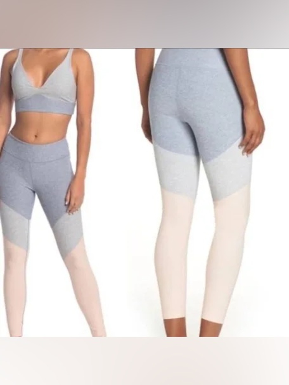 Outdoor voices leggings and bra set size small medium blue pink gray